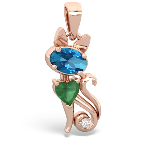 london topaz-emerald kitten pendant