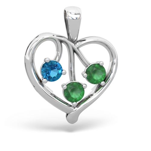 London Topaz Genuine London Blue Topaz with Genuine Emerald and  Glowing Heart pendant Pendant
