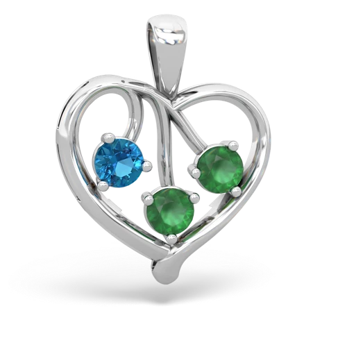 london topaz-emerald love heart pendant