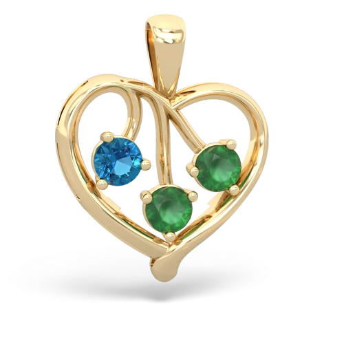 london topaz-emerald love heart pendant