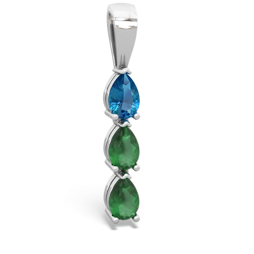 London Topaz Genuine London Blue Topaz with Genuine Emerald and Lab Created Ruby Three Stone pendant Pendant
