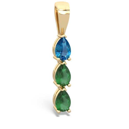 London Topaz Genuine London Blue Topaz with Genuine Emerald and  Three Stone pendant Pendant