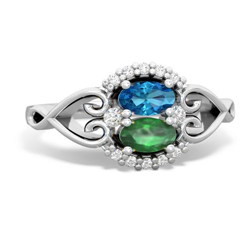 London Topaz Genuine London Blue Topaz with Genuine Emerald Love Nest ring Ring