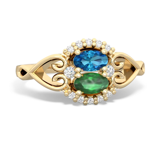 london topaz-emerald antique keepsake ring