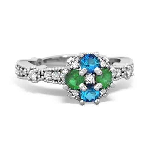 london topaz-emerald art deco engagement ring