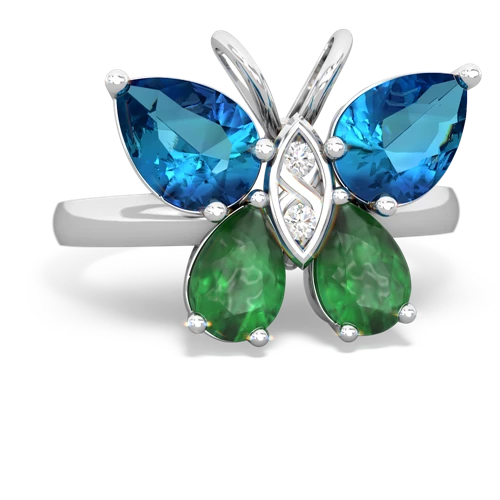 london topaz-emerald butterfly ring
