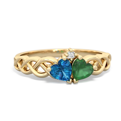 London Topaz Genuine London Blue Topaz with Genuine Emerald Heart to Heart Braid ring Ring