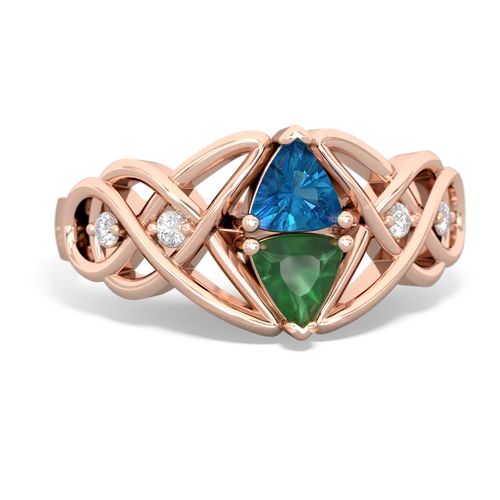 London Topaz Genuine London Blue Topaz with Genuine Emerald Keepsake Celtic Knot ring Ring