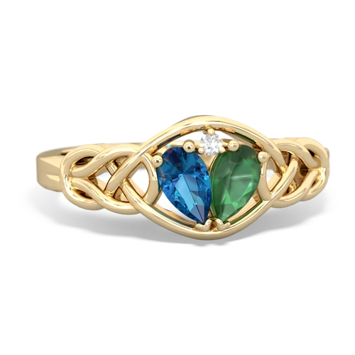 london topaz-emerald celtic knot ring