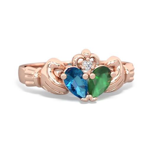 London Topaz Genuine London Blue Topaz with Genuine Emerald Claddagh ring Ring
