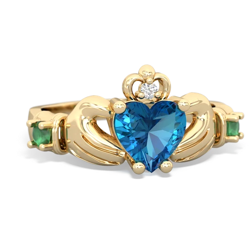 London Topaz Genuine London Blue Topaz with Genuine Emerald and Genuine Fire Opal Claddagh ring Ring