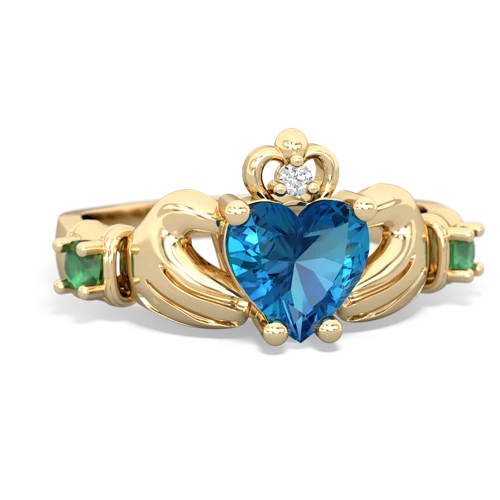 london topaz-emerald claddagh ring