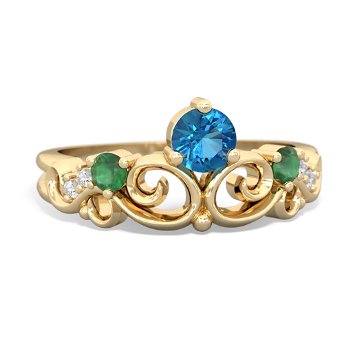 London Topaz Genuine London Blue Topaz with Genuine Emerald and  Crown Keepsake ring Ring