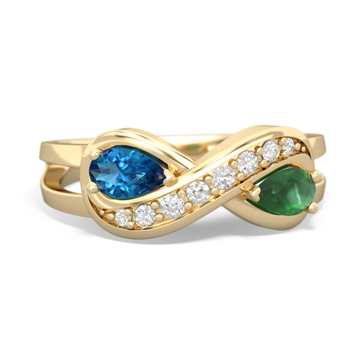 london topaz-emerald diamond infinity ring