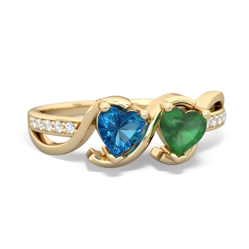 London Topaz Genuine London Blue Topaz with Genuine Emerald Side by Side ring Ring
