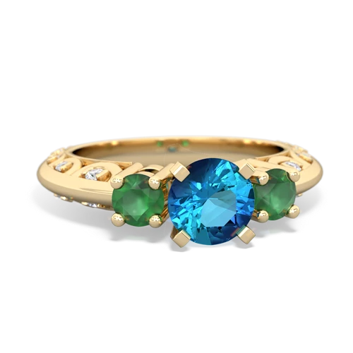 London Topaz Genuine London Blue Topaz with Genuine Emerald Art Deco ring Ring