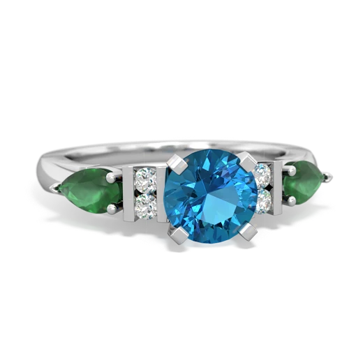 London Topaz Genuine London Blue Topaz with Genuine Emerald and Genuine Ruby Engagement ring Ring