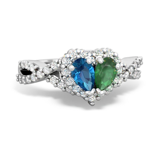 london topaz-emerald engagement ring