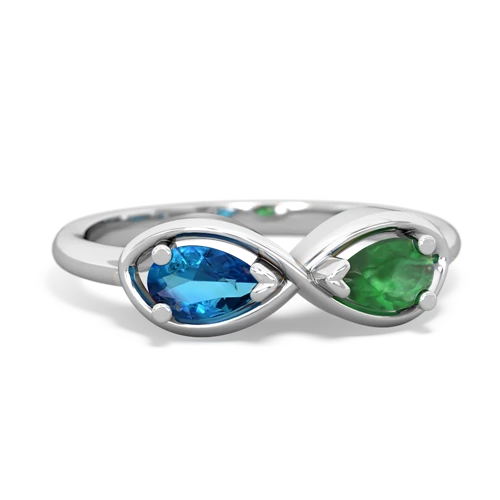 London Topaz Genuine London Blue Topaz with Genuine Emerald Infinity ring Ring