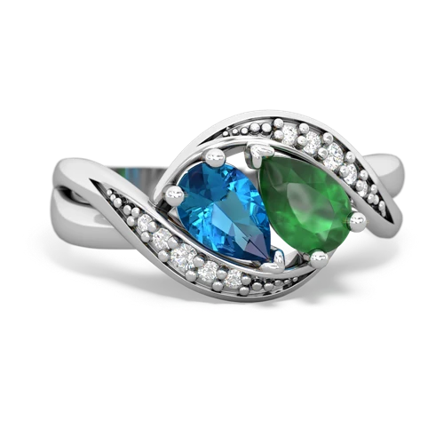 London Topaz Genuine London Blue Topaz with Genuine Emerald Summer Winds ring Ring