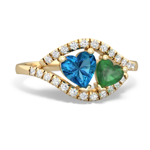 London Topaz Genuine London Blue Topaz with Genuine Emerald Mother and Child ring Ring