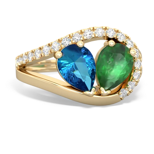 London Topaz Genuine London Blue Topaz with Genuine Emerald Nestled Heart Keepsake ring Ring