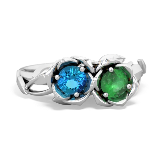 london topaz-emerald roses ring