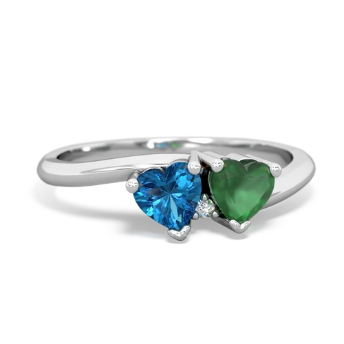London Topaz Genuine London Blue Topaz with Genuine Emerald Sweetheart's Promise ring Ring