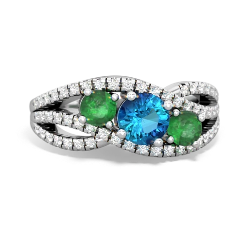 london topaz-emerald three stone pave ring