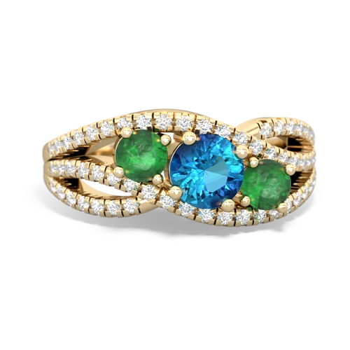 london topaz-emerald three stone pave ring