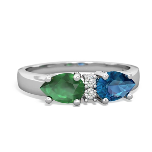 London Topaz Genuine London Blue Topaz with Genuine Emerald Pear Bowtie ring Ring