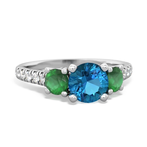 London Topaz Genuine London Blue Topaz with Genuine Emerald and  Pave Trellis ring Ring