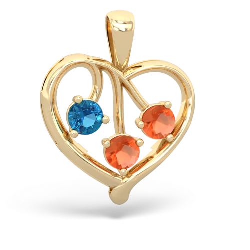 london topaz-fire opal love heart pendant