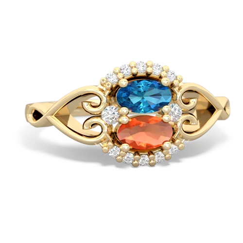 london topaz-fire opal antique keepsake ring