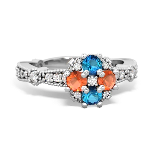 london topaz-fire opal art deco engagement ring