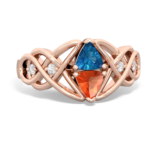 london topaz-fire opal celtic knot ring