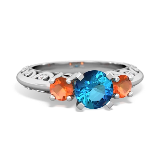 london topaz-fire opal engagement ring