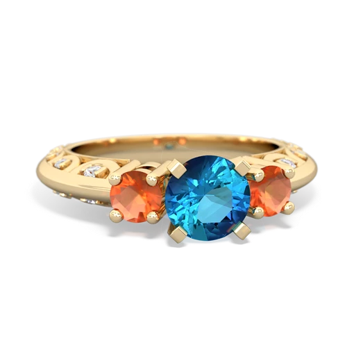 london topaz-fire opal engagement ring