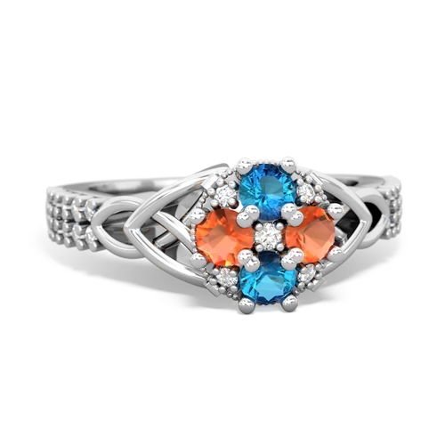 London Topaz Genuine London Blue Topaz with Genuine Fire Opal Celtic Knot Engagement ring Ring