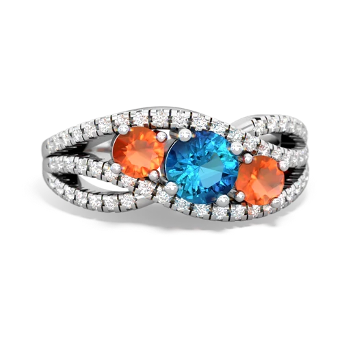 london topaz-fire opal three stone pave ring