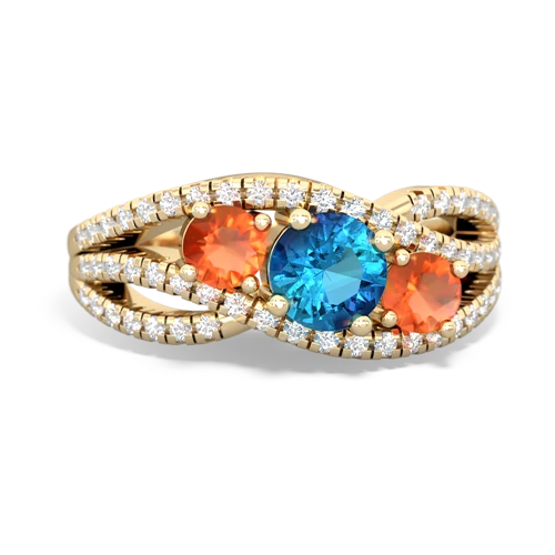 london topaz-fire opal three stone pave ring