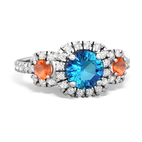 London Topaz Genuine London Blue Topaz with Genuine Fire Opal and  Regal Halo ring Ring