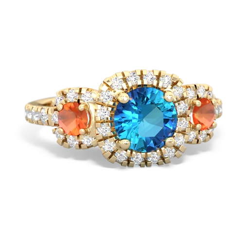London Topaz Genuine London Blue Topaz with Genuine Fire Opal and Genuine Peridot Regal Halo ring Ring