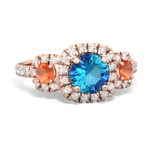 london topaz-fire opal three stone regal ring