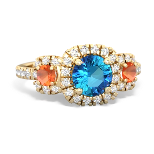 london topaz-fire opal three stone regal ring