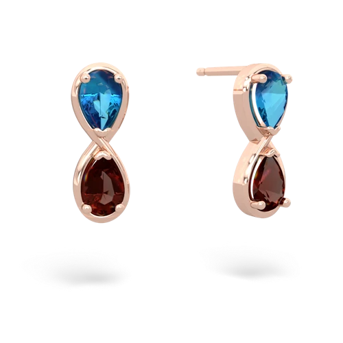 london topaz-garnet infinity earrings