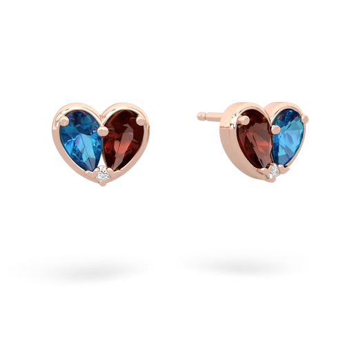 london topaz-garnet one heart earrings