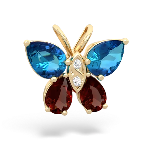 london topaz-garnet butterfly pendant