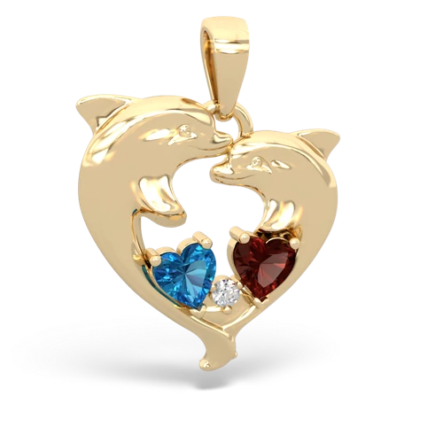 london topaz-garnet dolphins pendant