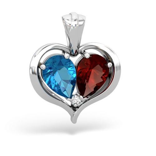 london topaz-garnet half heart whole pendant